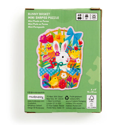Mini Puzzle cu contur special, 48 piese - Bunny Basket - Mudpuppy