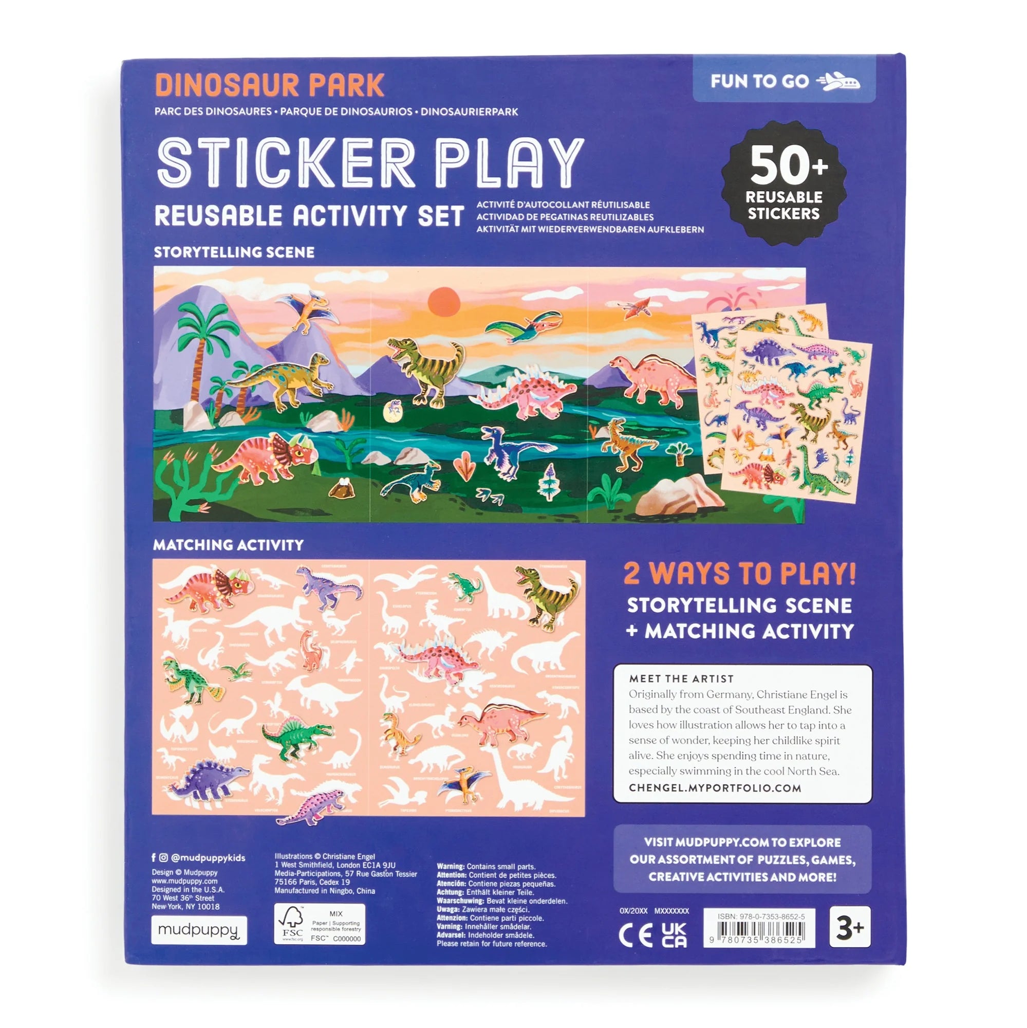 Set stickere reutilizabile Dinosaur Park Mudpuppy - detaliu dinozauri 4