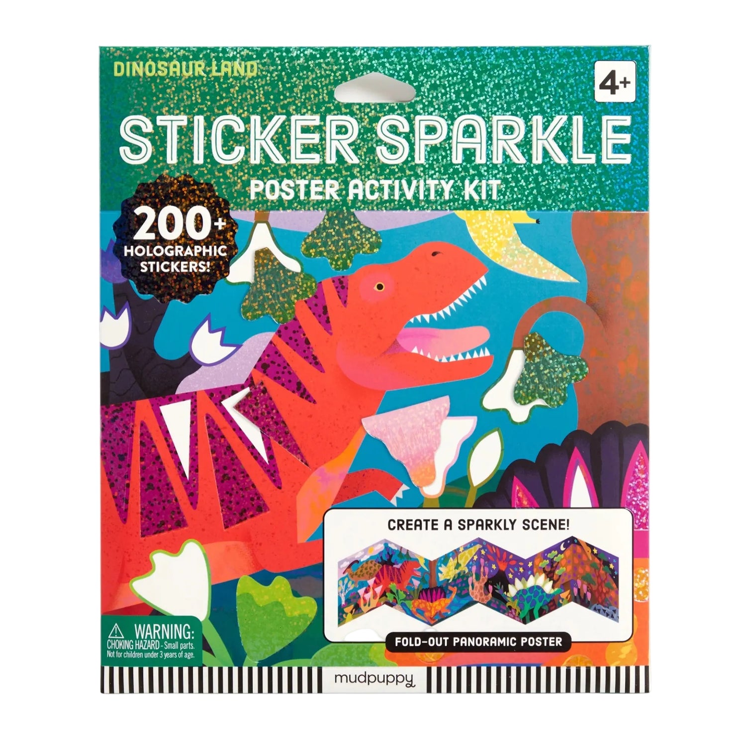 Kit creativ, Sticker Sparkle - Dinosaur Land - Mudpuppy