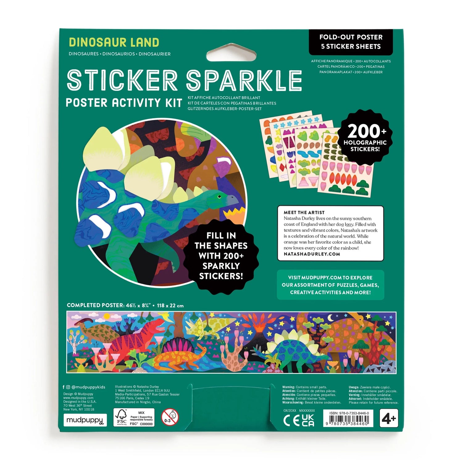 Kit creativ, Sticker Sparkle - Dinosaur Land - Mudpuppy