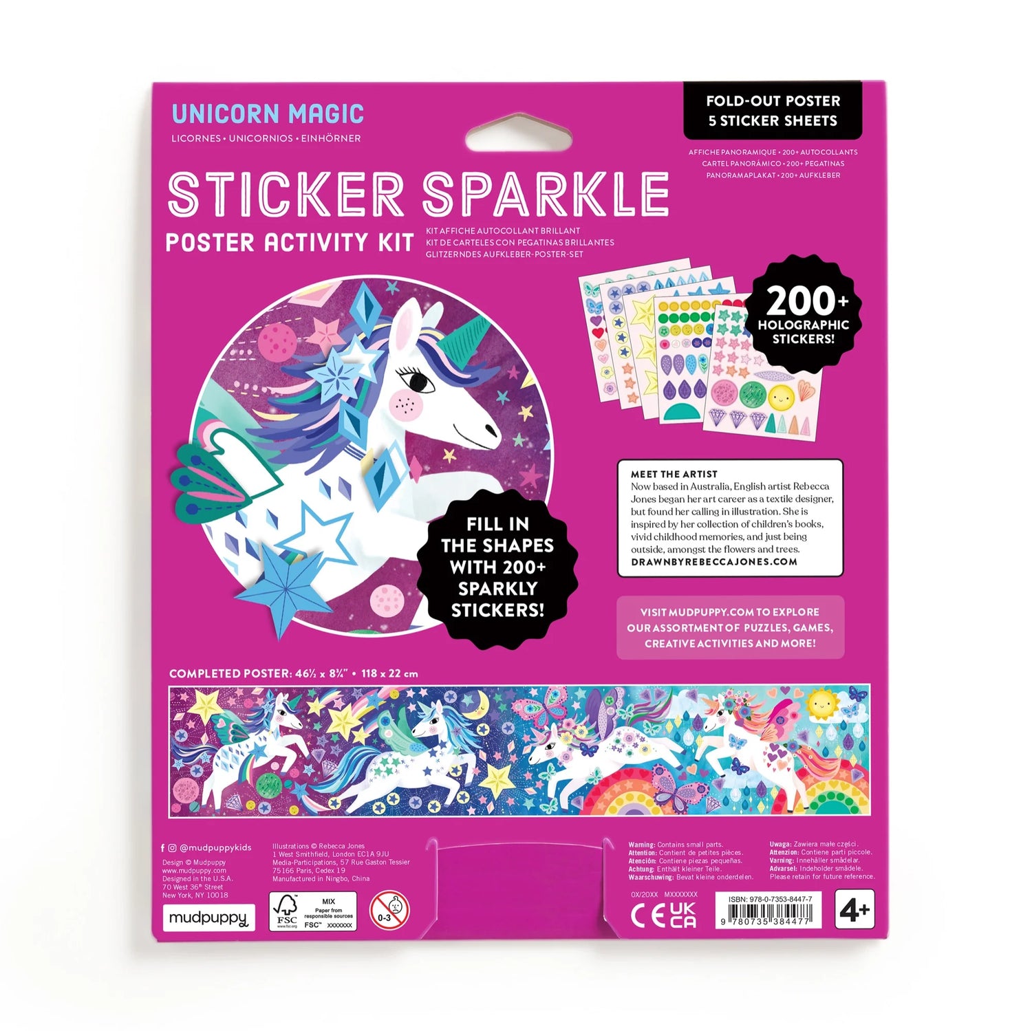 Kit creativ, Sticker Sparkle - Unicorn Magic - Mudpuppy