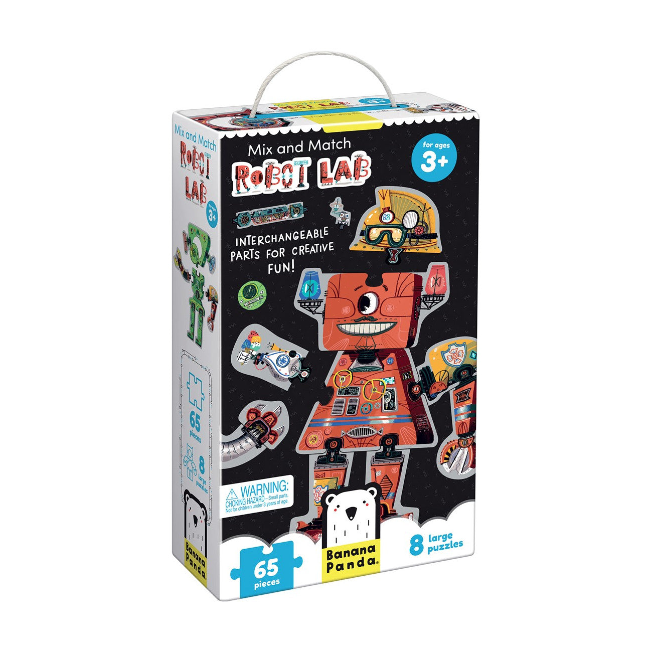 Puzzle creativ, 65 piese - Mix &amp; Match Robot Lab - Banana Panda