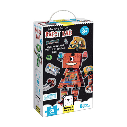 Puzzle creativ, 65 piese - Mix &amp; Match Robot Lab - Banana Panda