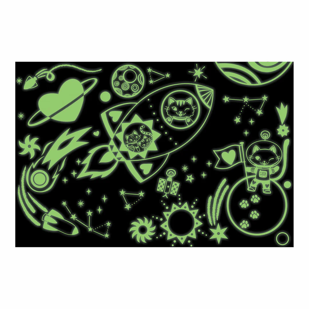Puzzle fosforescent, 100 pcs – Cosmic Dreams, Glow in the Dark – Mudpuppy