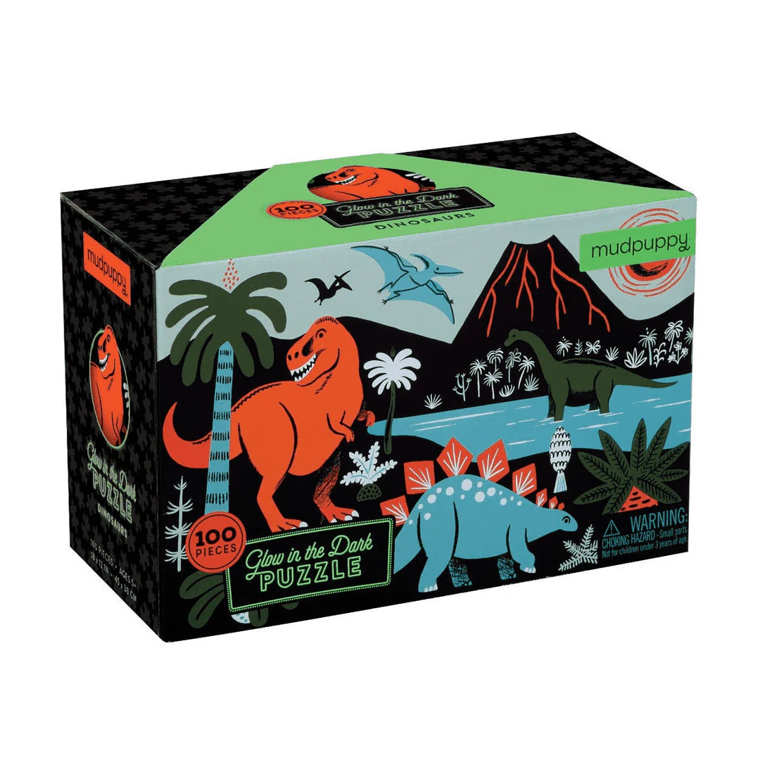 Puzzle fosforescent, 100 pcs – Dinosaur, Glow in the Dark – Mudpuppy