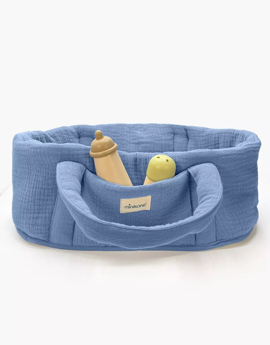 Coșuleț + perniță pentru păpuși - Denim Blue - Minikane