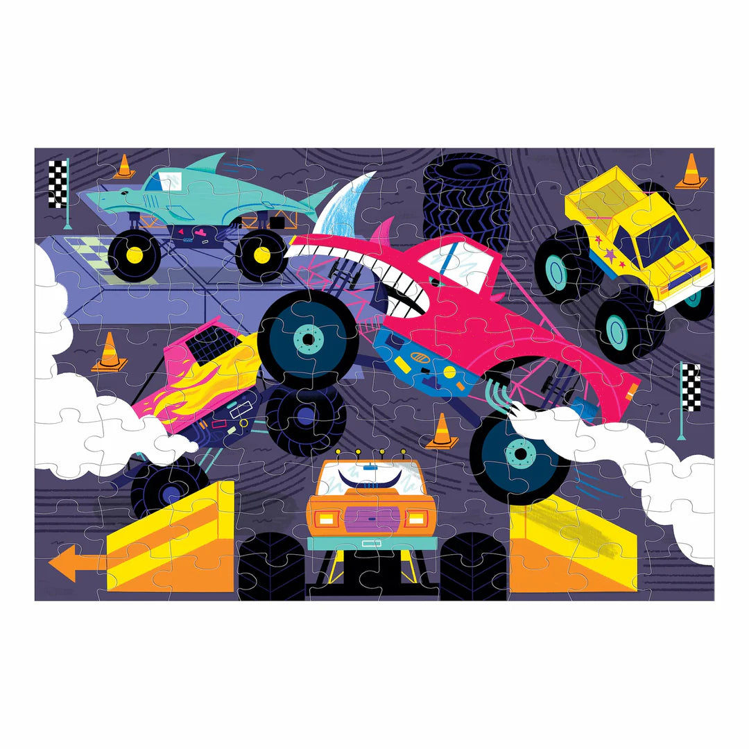 Puzzle fosforescent, 100 pcs – Monster Trucks, Glow in the Dark – Mudpuppy