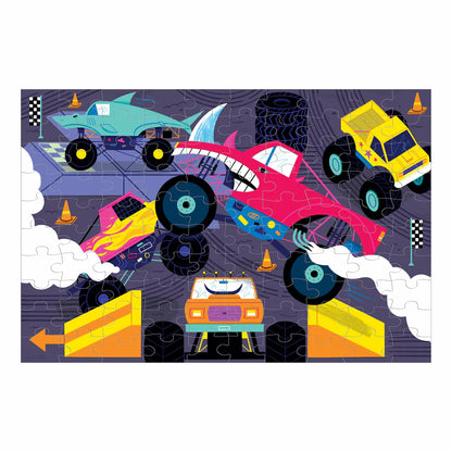 Puzzle fosforescent, 100 pcs – Monster Trucks, Glow in the Dark – Mudpuppy