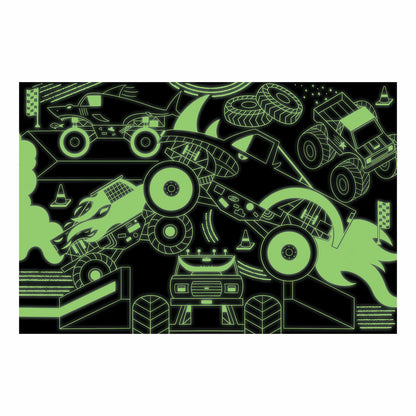 Puzzle fosforescent, 100 pcs – Monster Trucks, Glow in the Dark – Mudpuppy
