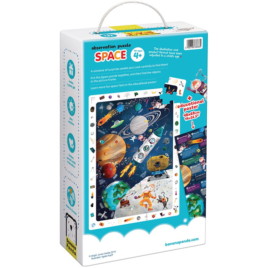 Puzzle educativ, 60 piese - Space Observation - Banana Panda
