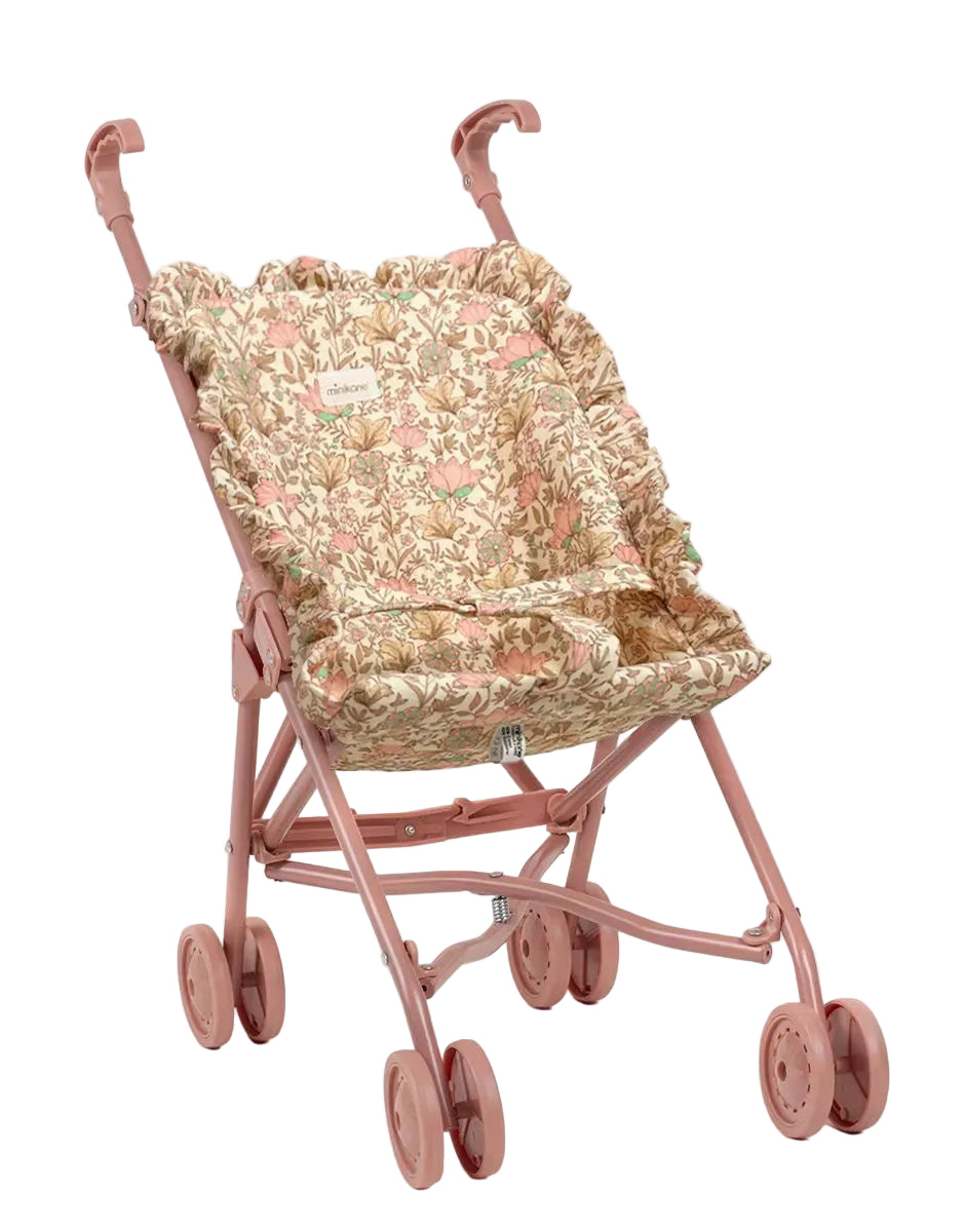 Cărucior păpuși pliabil - Indian Pink Cotton Ruffled - Minikane