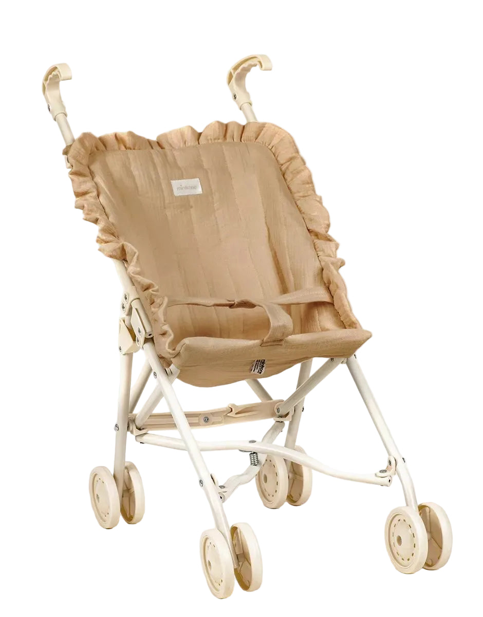 Cărucior păpuși pliabil - Latte Cotton Ruffled - Minikane