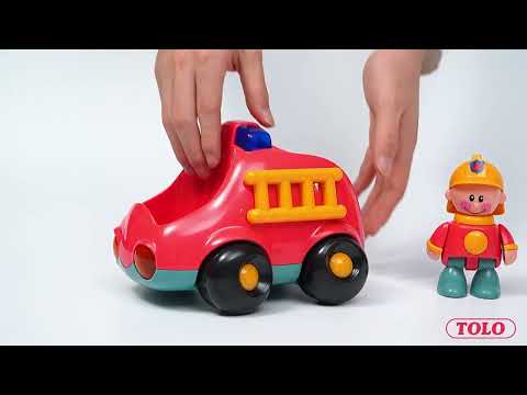 Set de joaca - Masina pompieri &amp; Personaj interactiv, Firefighter - Tolo Bio