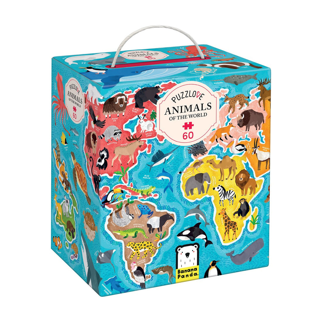 Puzzle educativ, 60 piese - PuzzLove Animals Of the World - Banana Panda