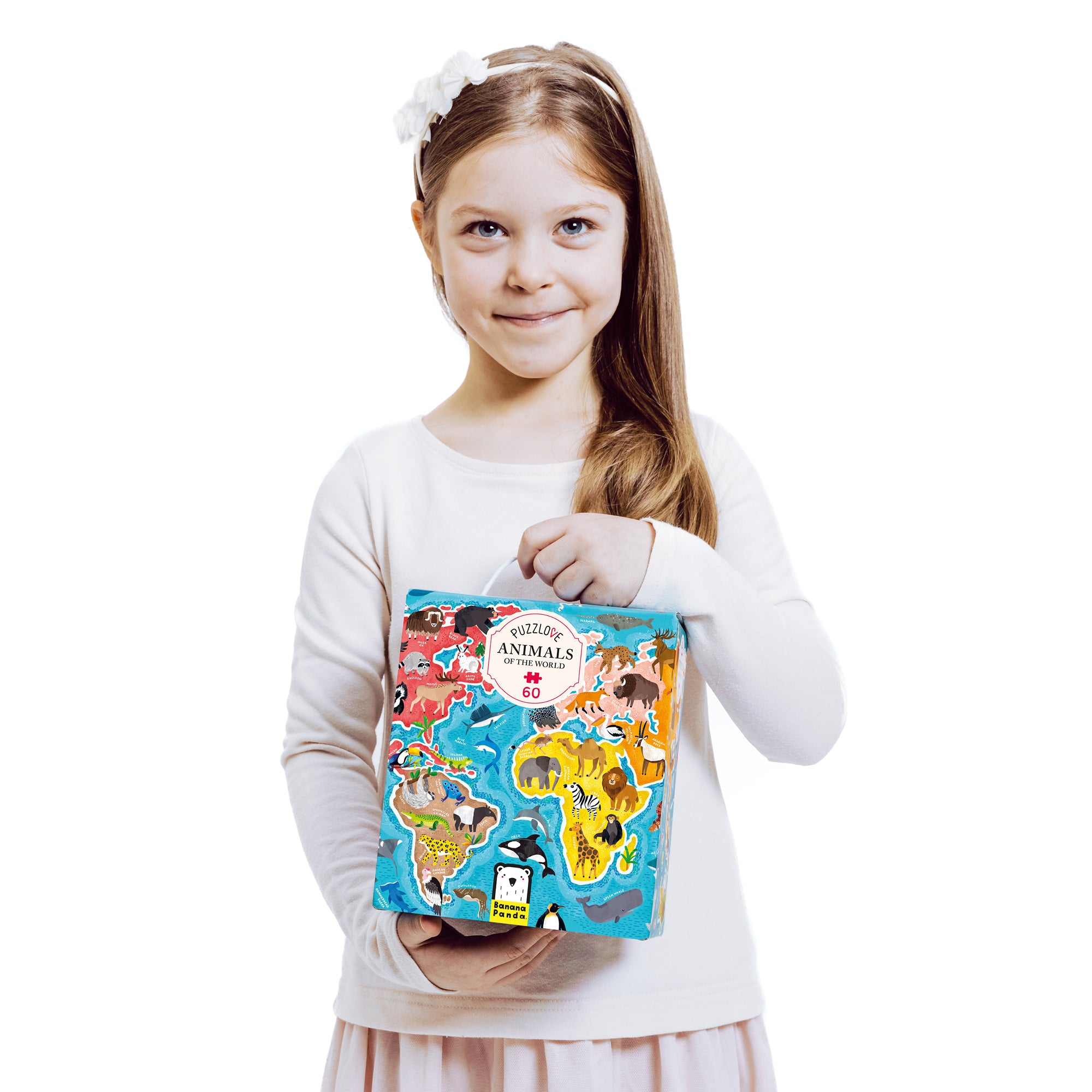 Puzzle educativ, 60 piese - PuzzLove Animals Of the World - Banana Panda