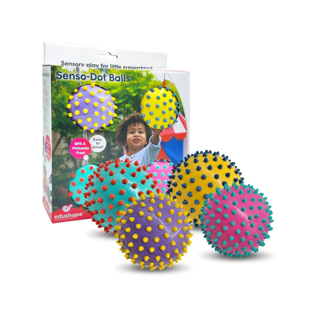 Pack cu 4 mingi senzoriale - Color Dots - Edushape