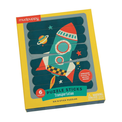 Set puzzle cu betisoare, 6 in 1 - Transportation - Mudpuppy