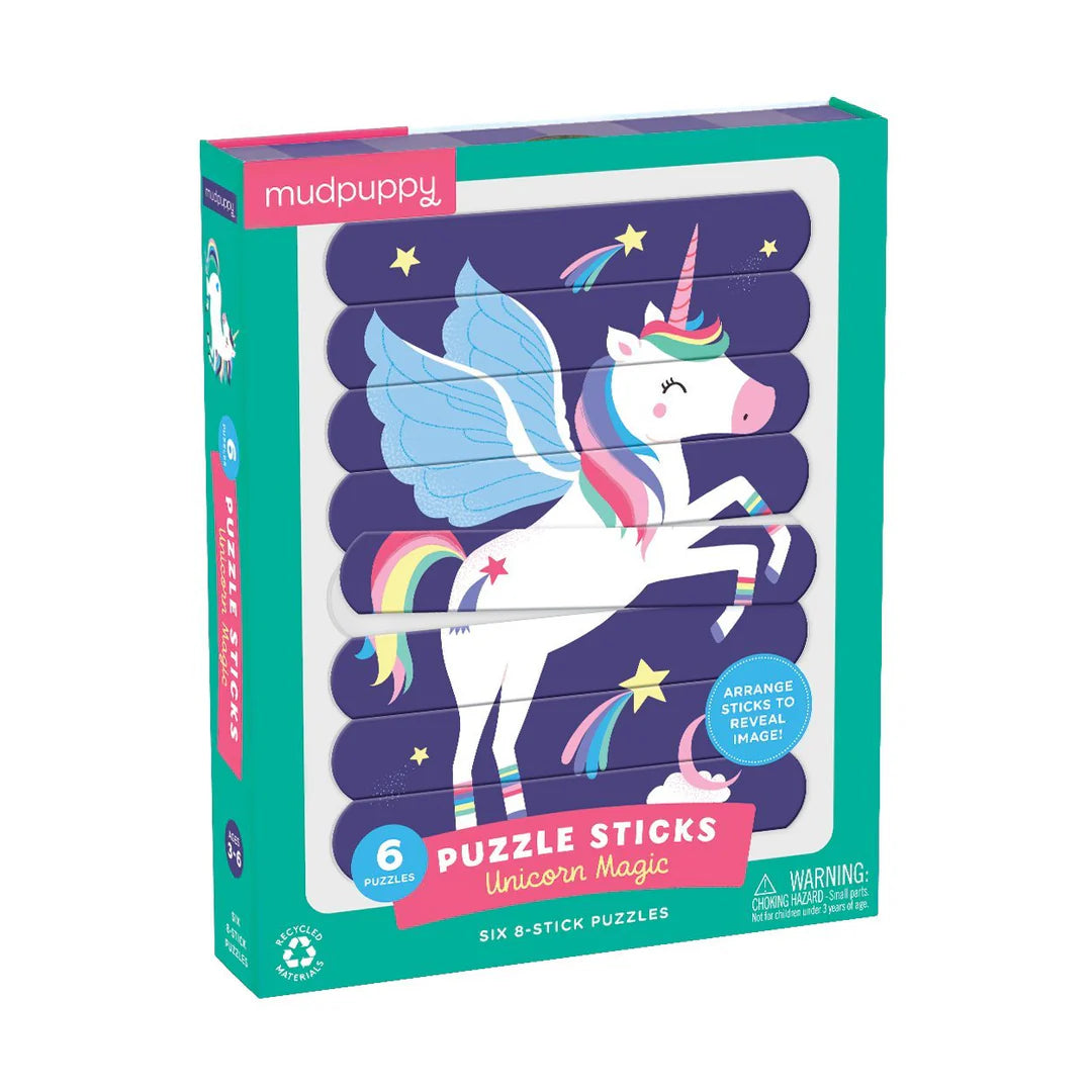 Set puzzle cu betisoare, 6 in 1 - Unicorn Magic - Mudpuppy