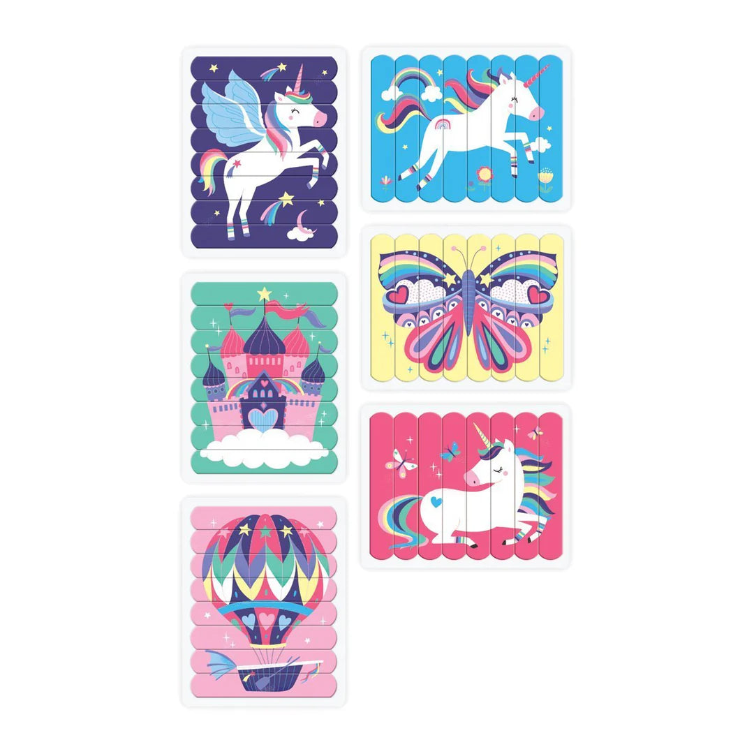 Set puzzle cu betisoare, 6 in 1 - Unicorn Magic - Mudpuppy
