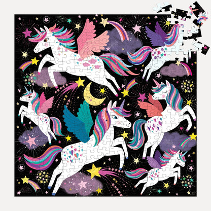 Puzzle fosforescent, 300 pcs – Unicorns Illuminated, Glow in the Dark – Mudpuppy
