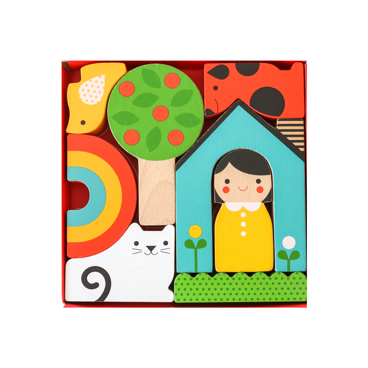 Mini puzzle din lemn + set de joaca - At Home - Petit Collage