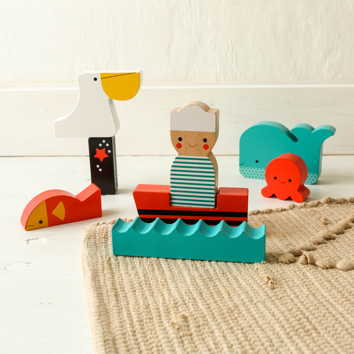 Mini puzzle din lemn + set de joaca - At Sea - Petit Collage