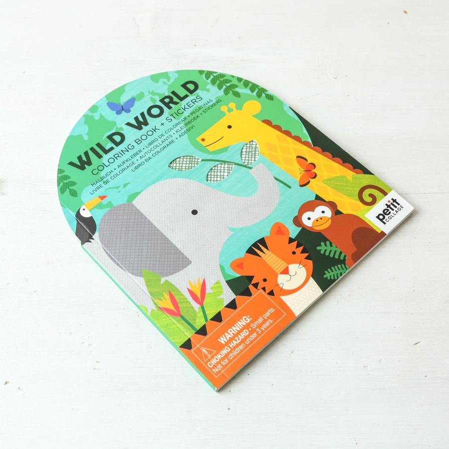 Carte de colorat + stickere - Wild World - Petit Collage