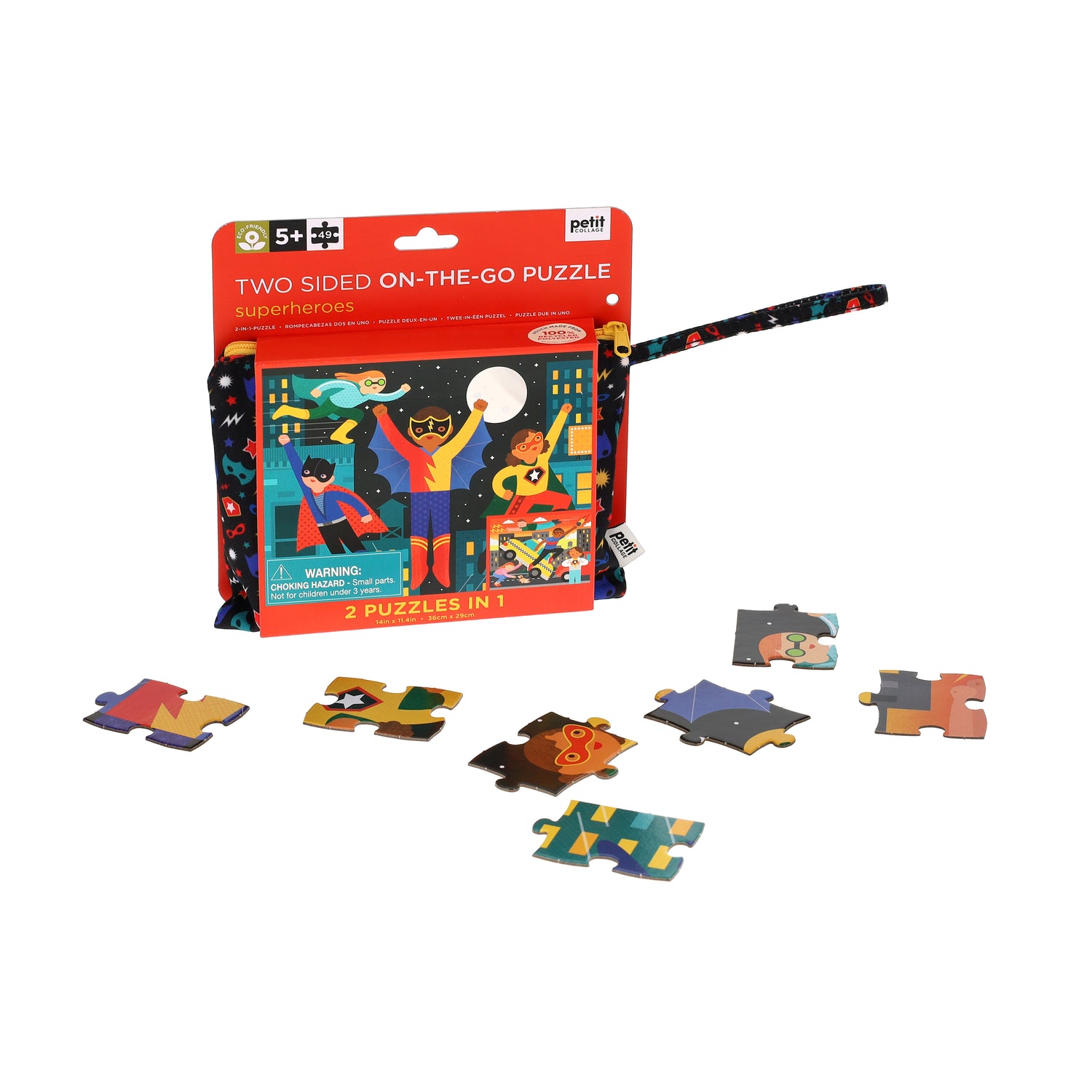 Puzzle fata - verso, On-the-Go, 49 piese - Supereroi - Petit Collage