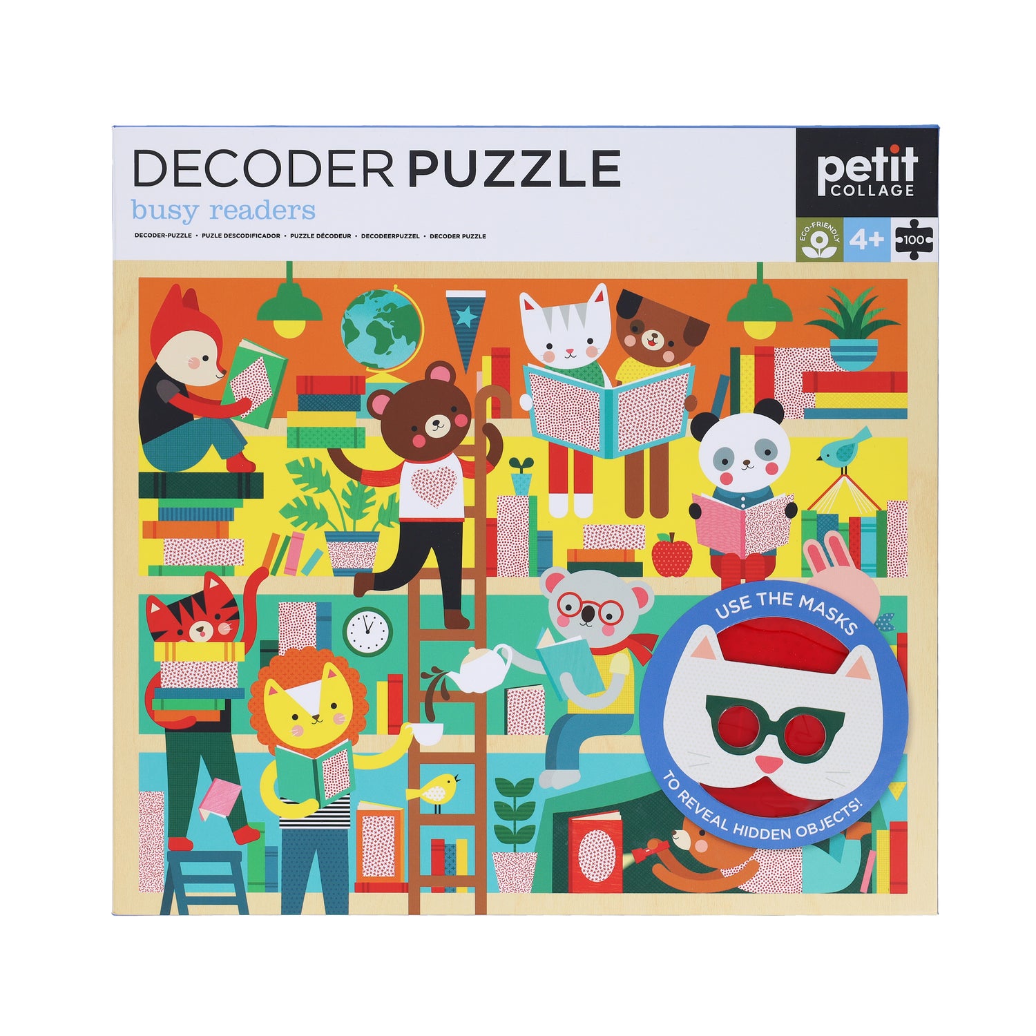Puzzle pentru decodat, 100 piese - Busy Readers - Petit Collage