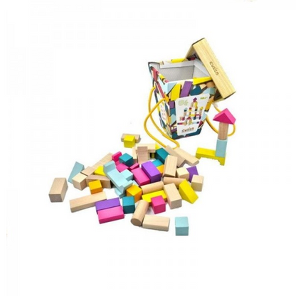 Blocuri din lemn pentru construit - Kit 50 piese - Cubika