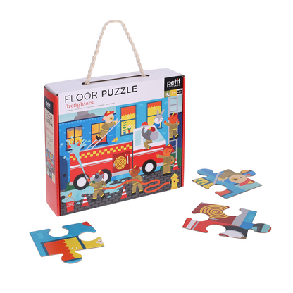 Puzzle de podea, 24 piese - Pompieri - Petit Collage
