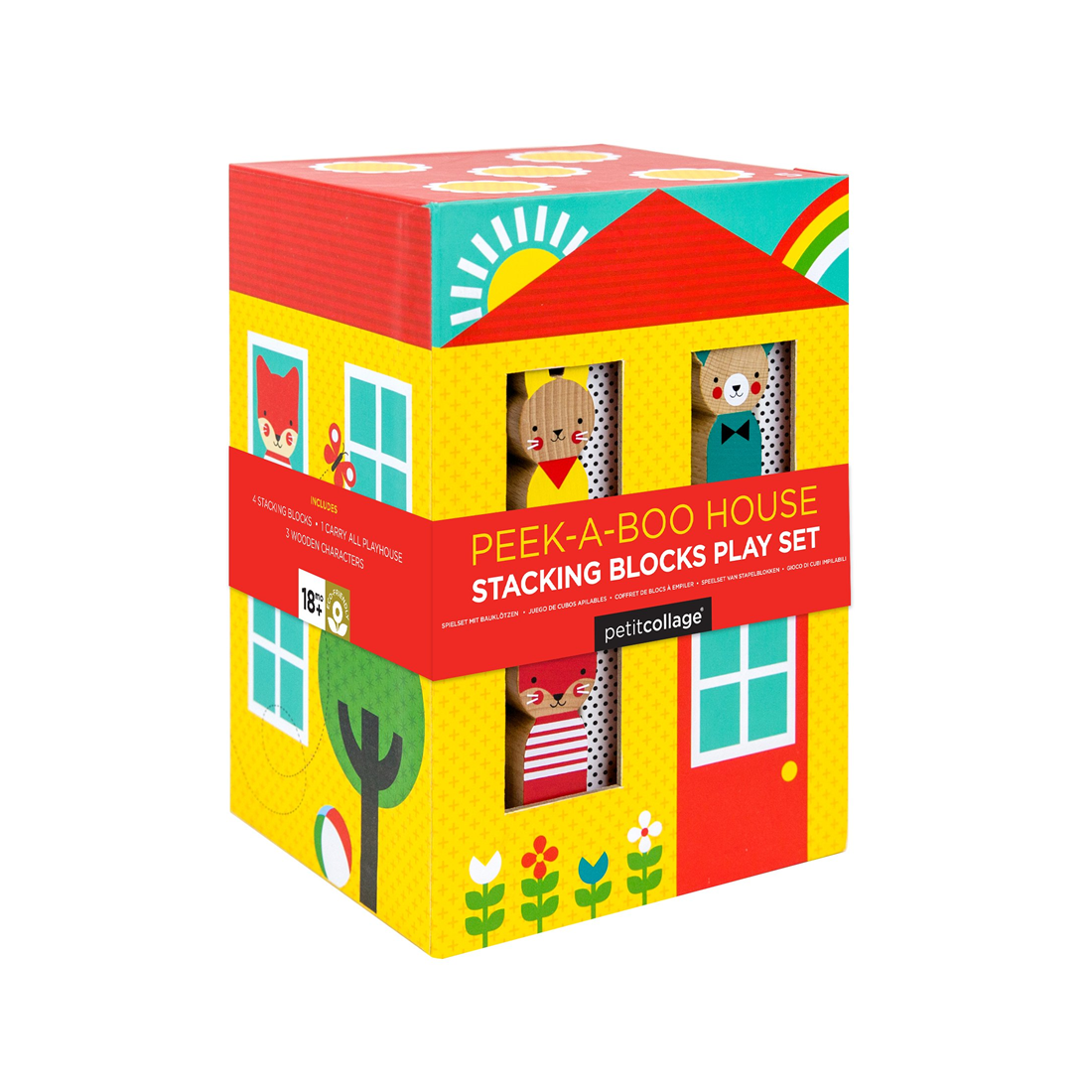Set de cuburi stivuibile - Peek-A-Boo House - Petit Collage