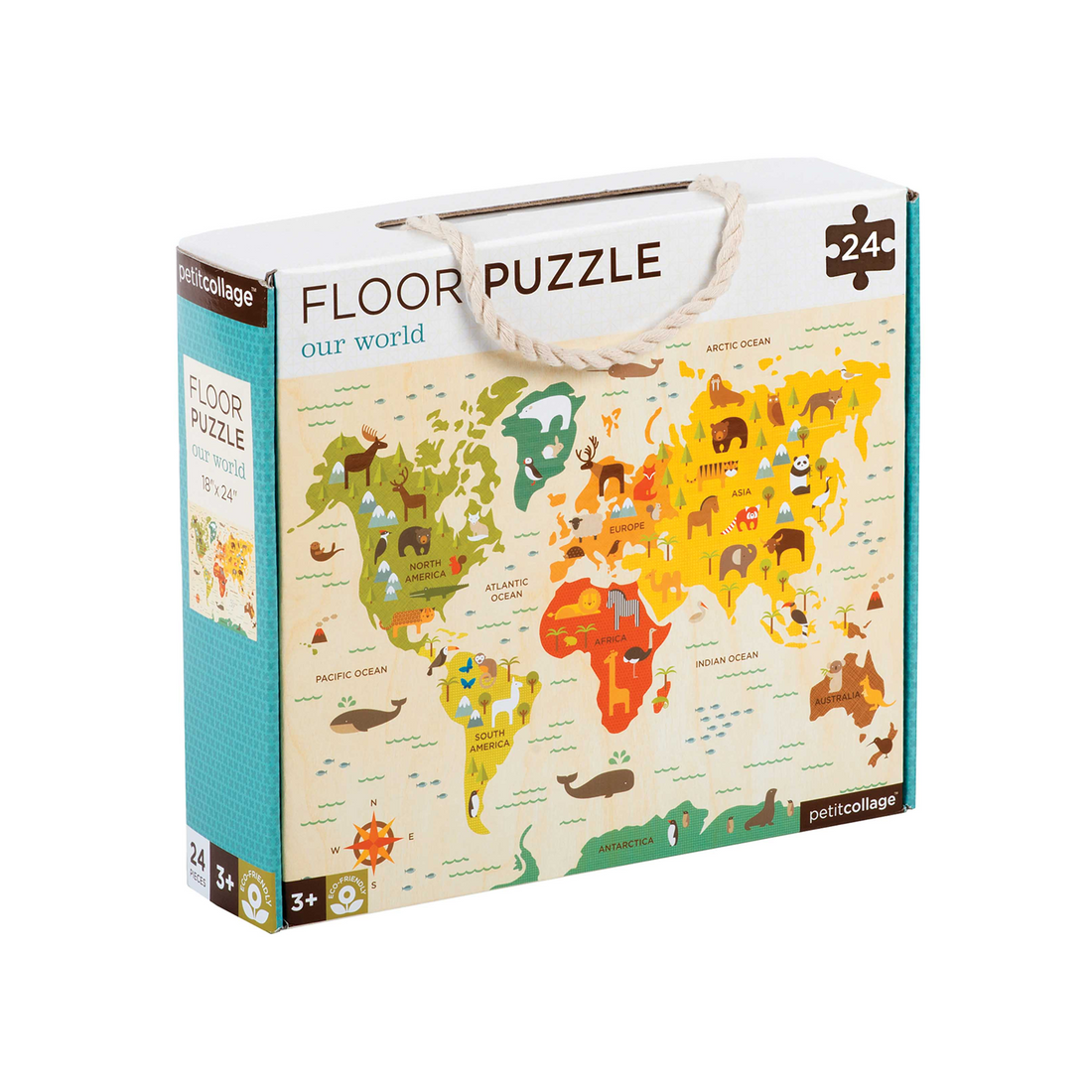 Puzzle de podea, 24 piese - Harta Lumii - Petit Collage