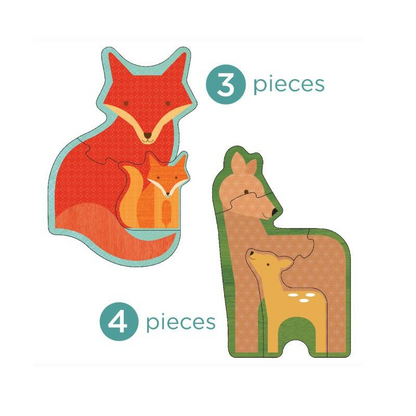 Puzzle pentru incepatori, 4 in 1 - Forest Babies - Petit Collage