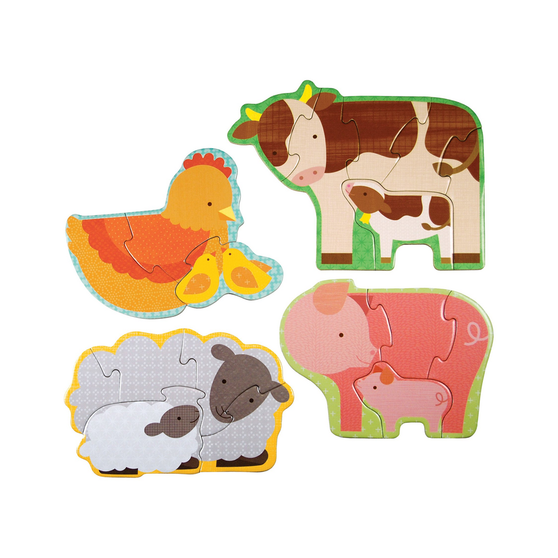 Puzzle pentru incepatori, 4 in 1 - Farm Babies - Petit Collage