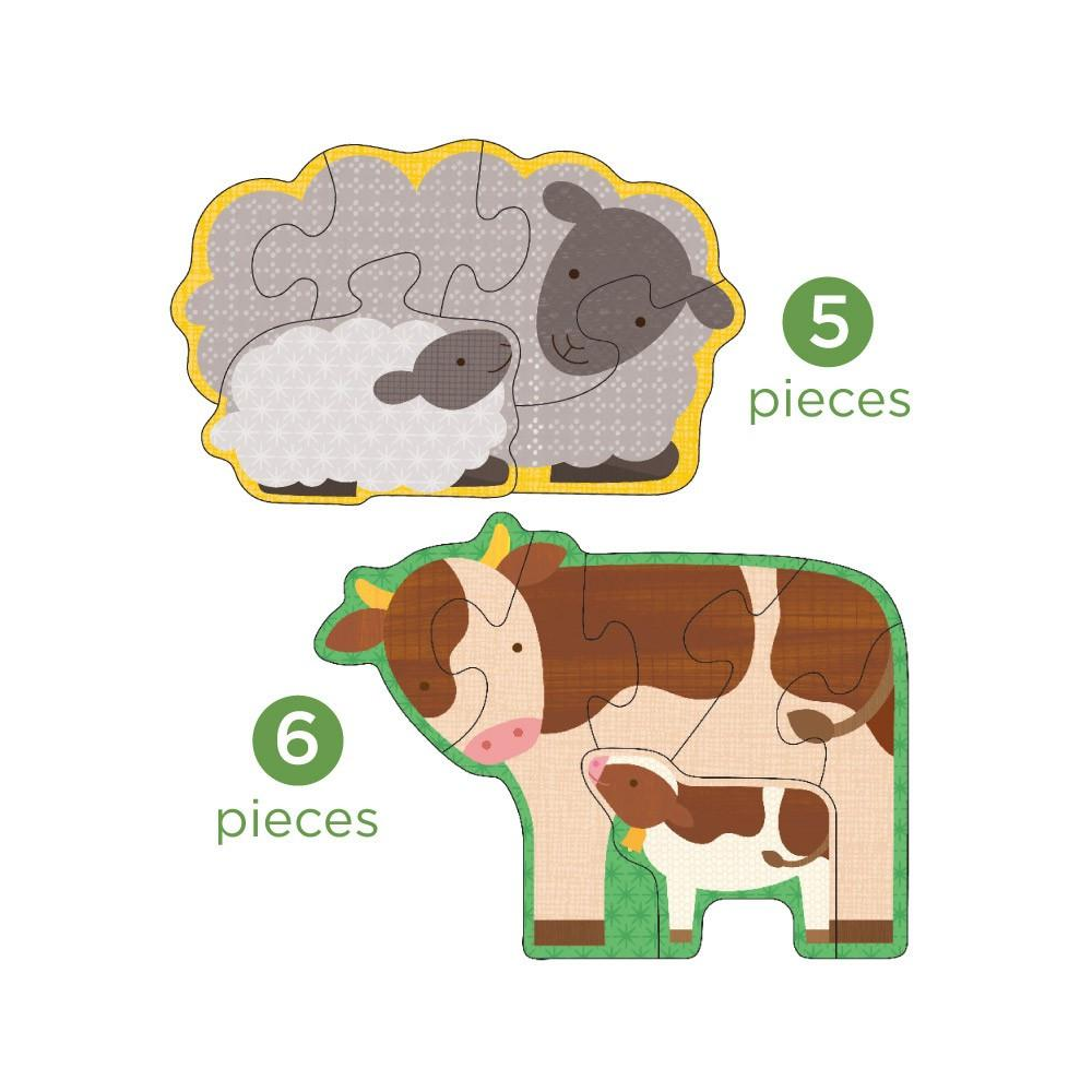 Puzzle pentru incepatori, 4 in 1 - Farm Babies - Petit Collage