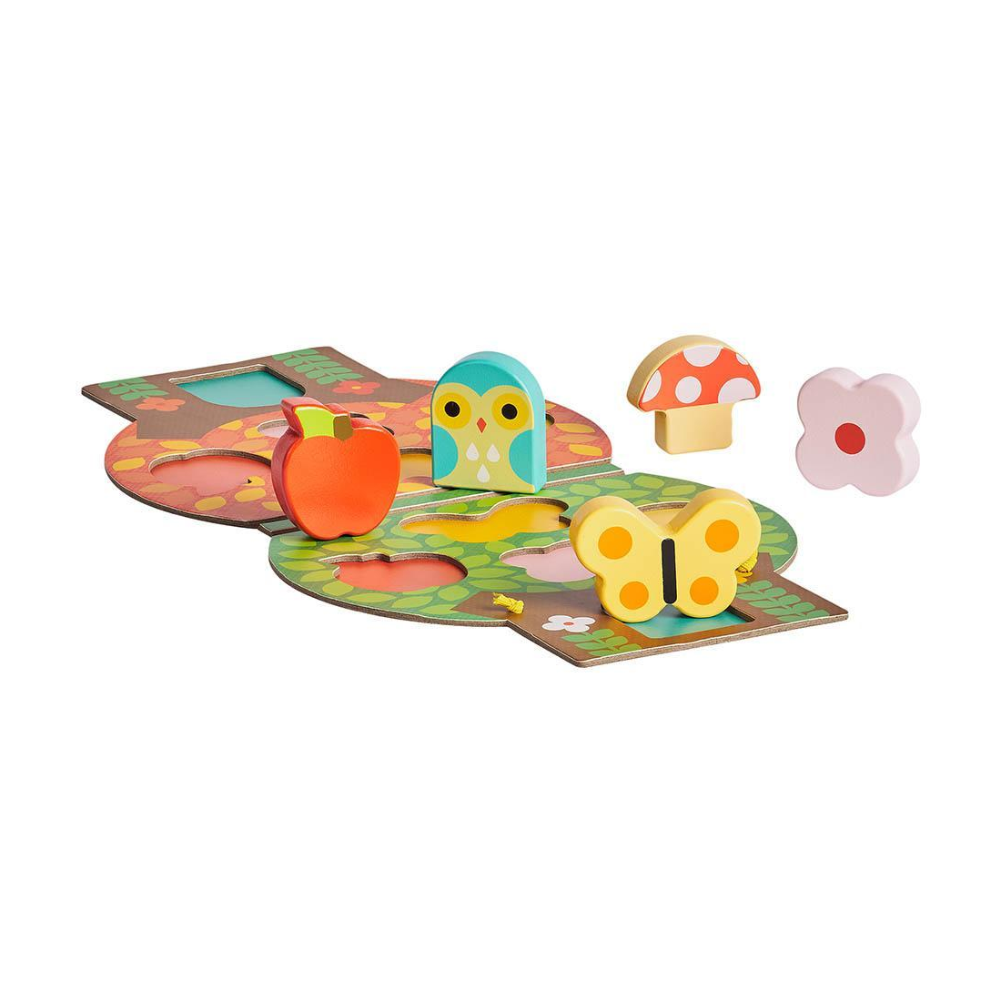 Puzzle din lemn + set de joaca On-The-Go, 5 piese - Little Tree - Petit Collage