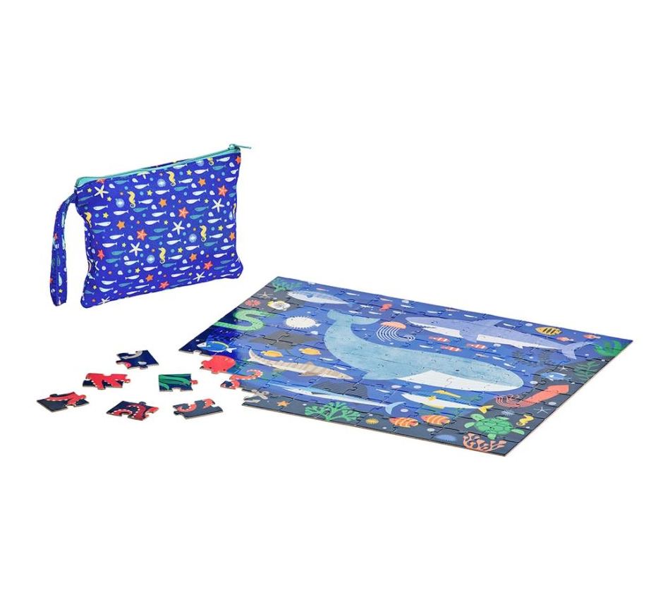 Puzzle fata - verso, On-the-Go, 49 piese - Animalute marine - Petit Collage