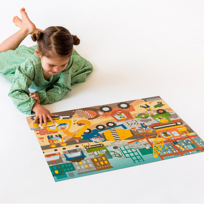 Puzzle de podea, 24 piese - Santier - Petit Collage