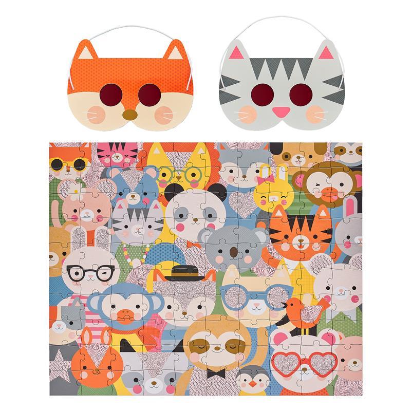 Puzzle pentru decodat, 100 piese - Animal Festival - Petit Collage